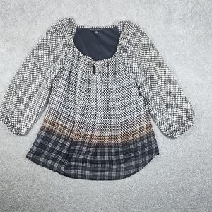 Sara Michelle Stylish Blouse Black, White, Brown Women's Size Medium